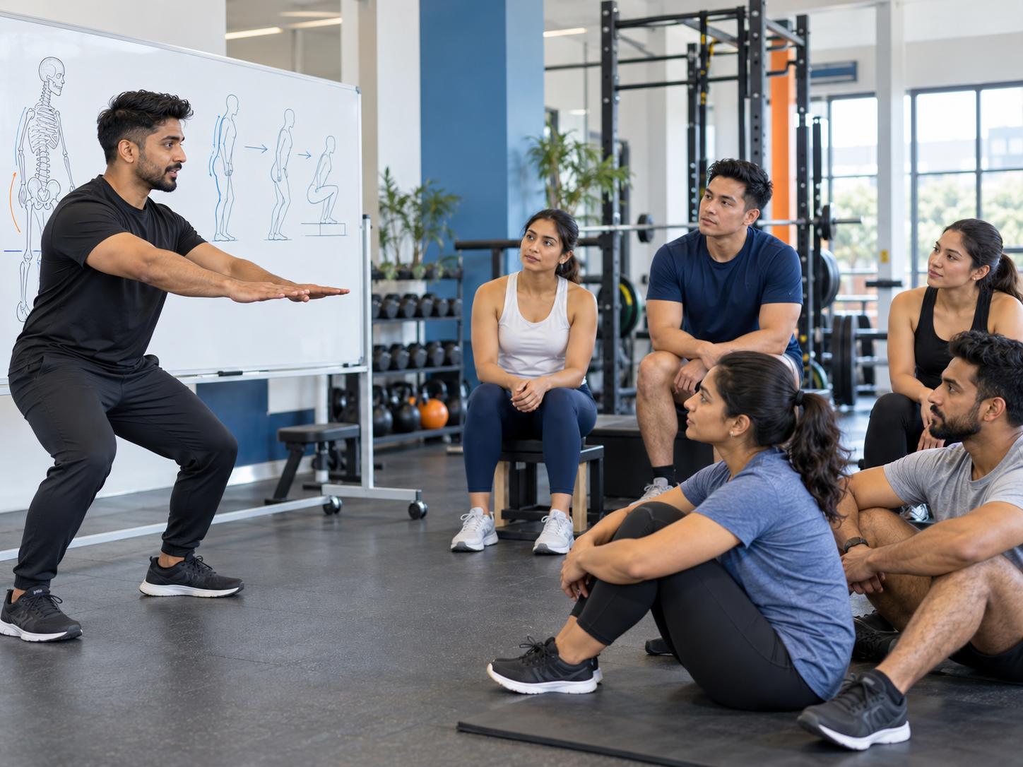 Fitness educator teaching learners